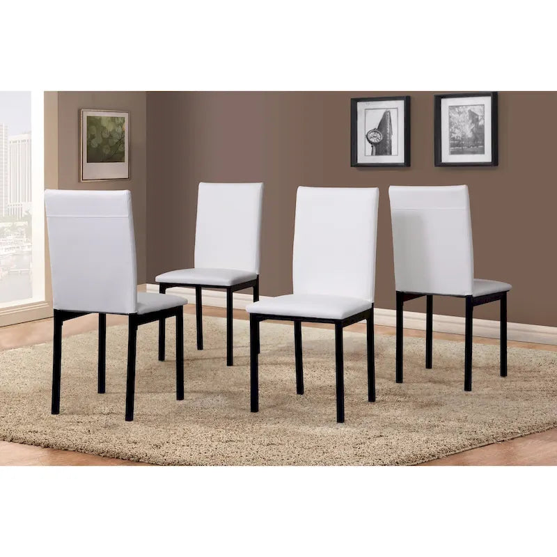 Black Faux Leather Dining Chairs - Metal Frame - Set of 4