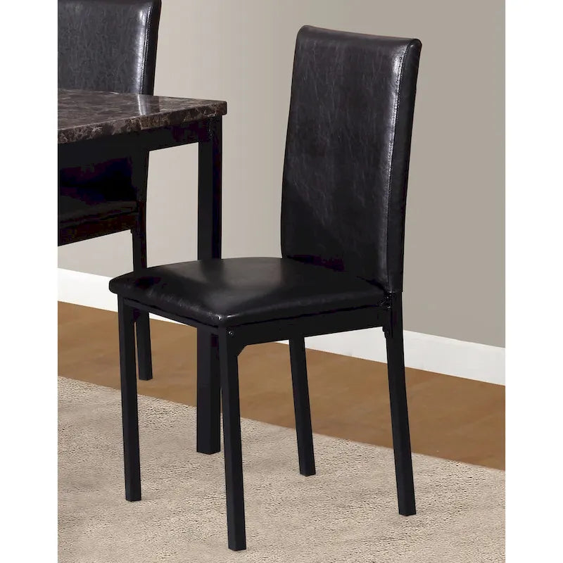 Black Faux Leather Dining Chairs - Metal Frame - Set of 4