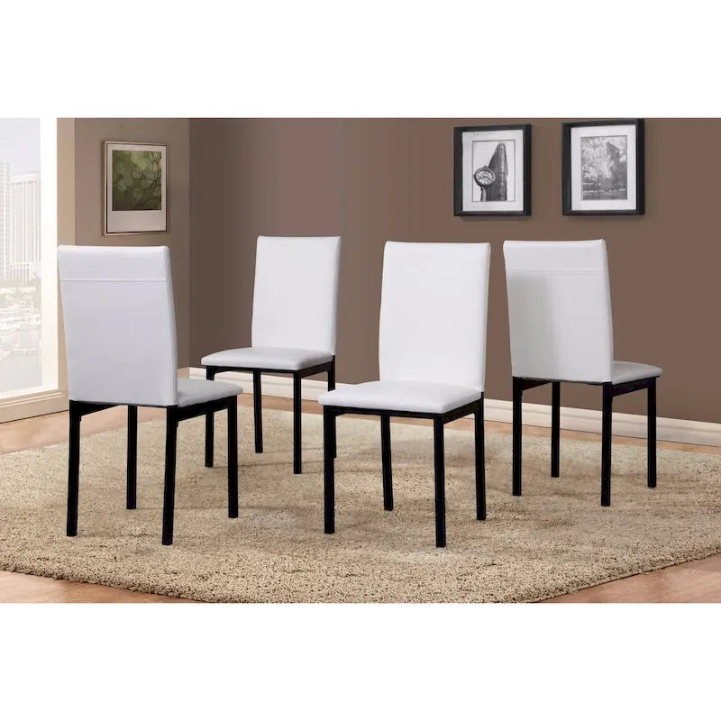 Black Faux Leather Dining Chairs - Metal Frame - Set of 4