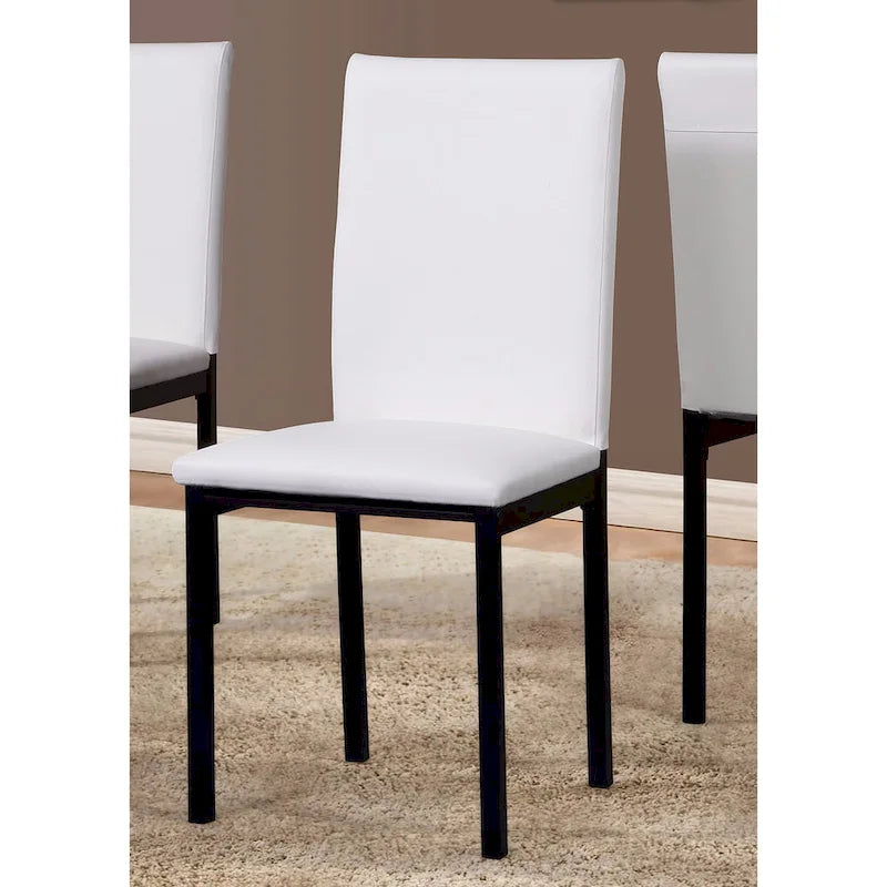 Black Faux Leather Dining Chairs - Metal Frame - Set of 4
