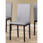 Black Faux Leather Dining Chairs - Metal Frame - Set of 4