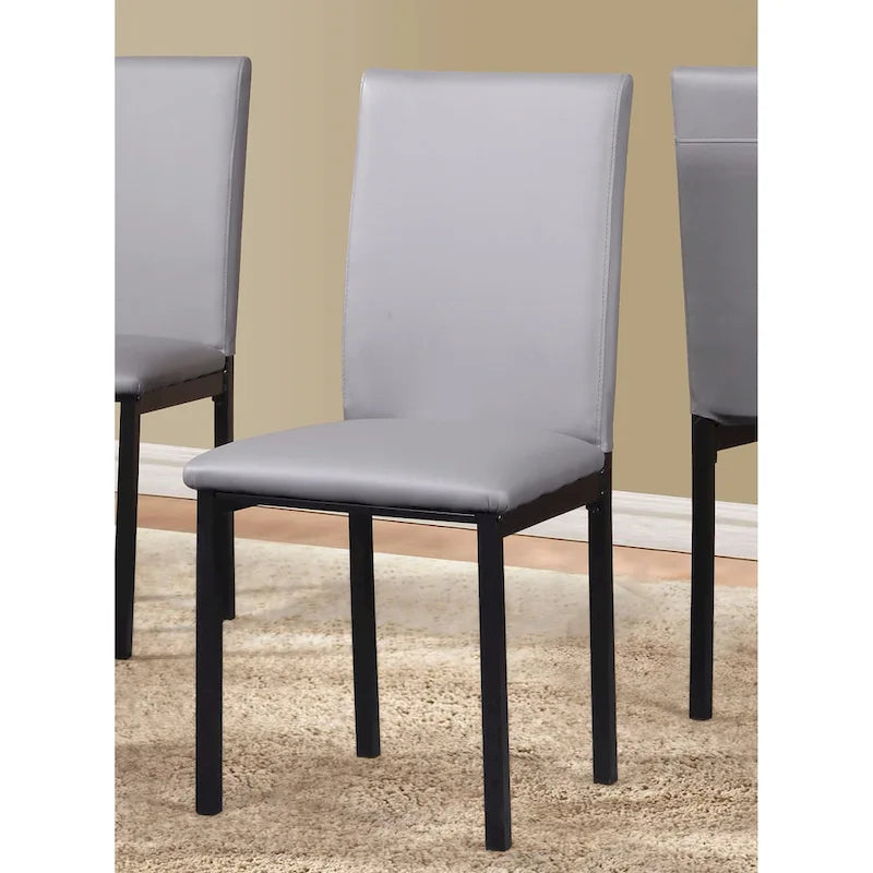 Black Faux Leather Dining Chairs - Metal Frame - Set of 4