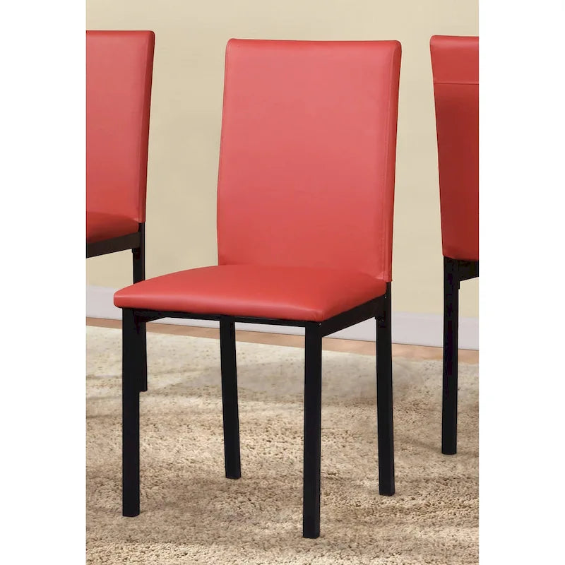 Black Faux Leather Dining Chairs - Metal Frame - Set of 4