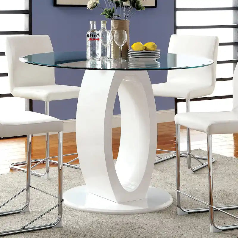 High-Gloss Round Counter Table - 48" - Seats 4