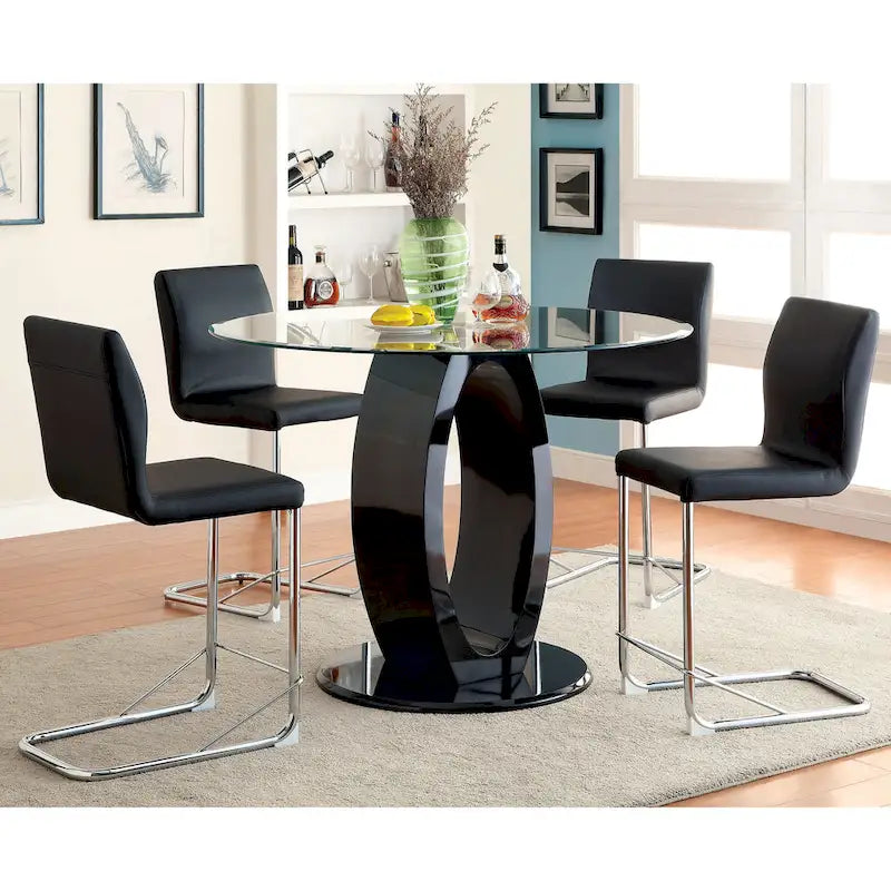 High-Gloss Round Counter Table - 48" - Seats 4