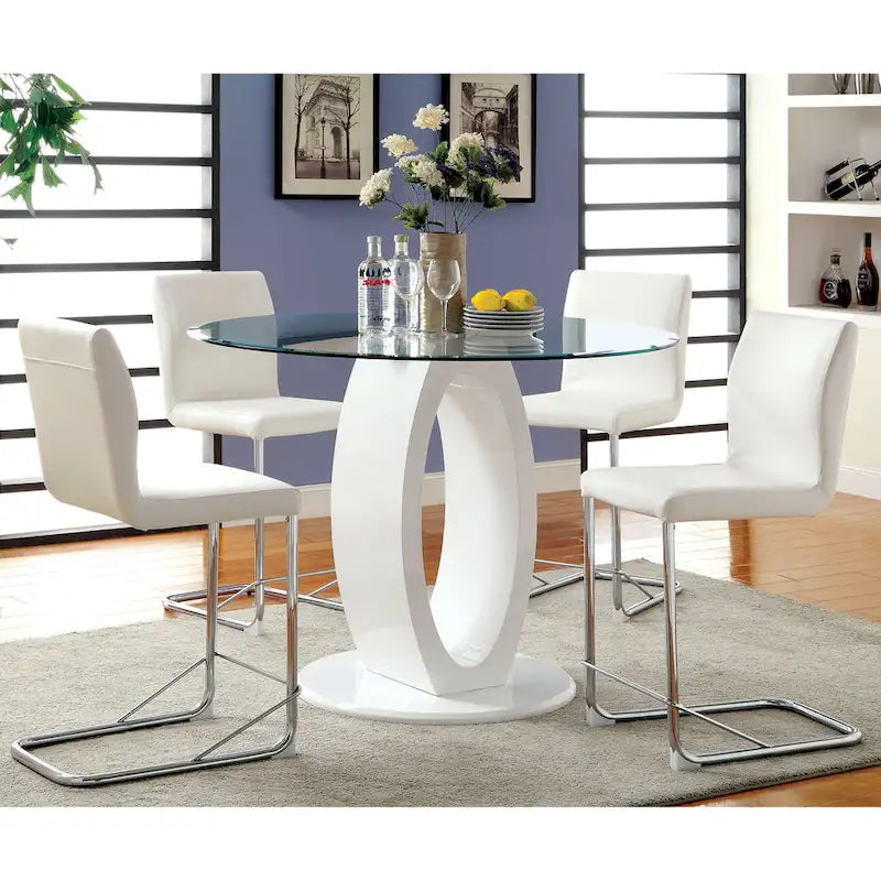 High-Gloss Round Counter Table - 48" - Seats 4