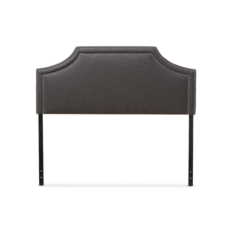 Fabric Upholstered Headboard - Geometric Design with Nailhead Trim