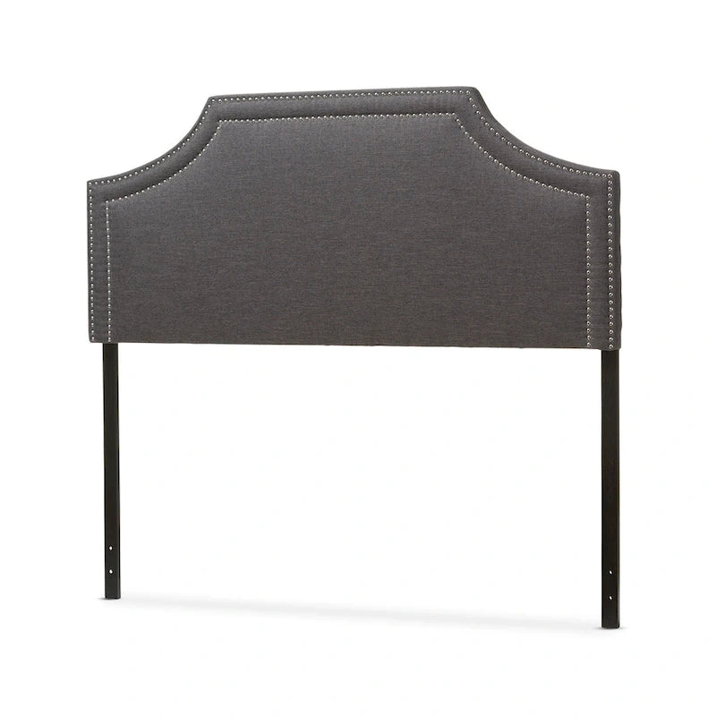 Fabric Upholstered Headboard - Geometric Design with Nailhead Trim