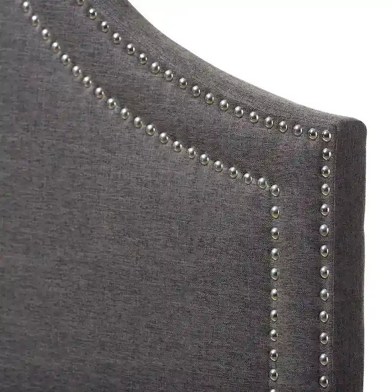Fabric Upholstered Headboard - Geometric Design with Nailhead Trim