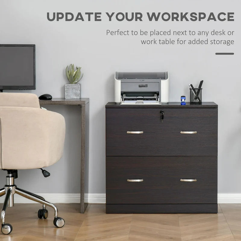 2-Drawer Vertical File Cabinet with Lock, Walnut