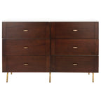 White & Walnut 6-Drawer Dresser - Mid-Century Style