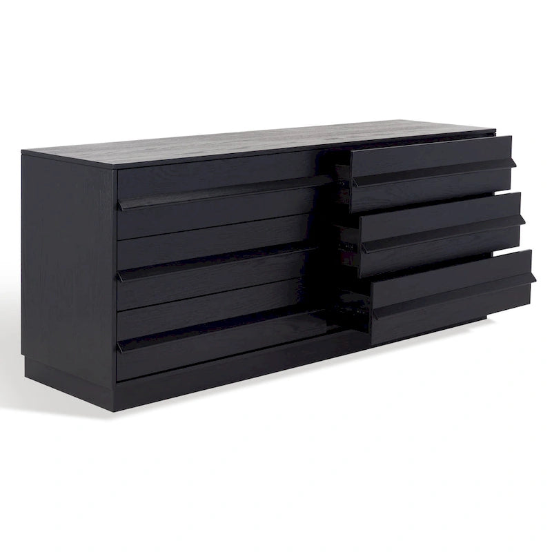 Whitewashed Oak 6-Drawer Dresser - Minimalist Bedroom Storage