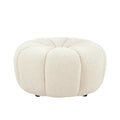 Cream Round Boucle Ottoman - 30" for 1 Person