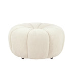Cream Round Boucle Ottoman - 30" for 1 Person