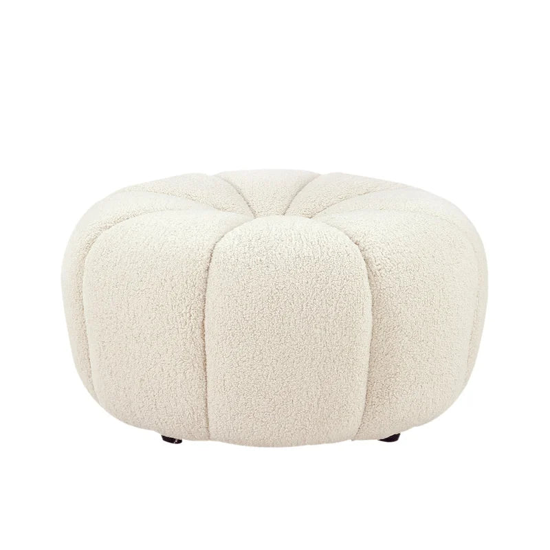 Pasargad Home Noho Pompeii Boucle Ottoman, Cream