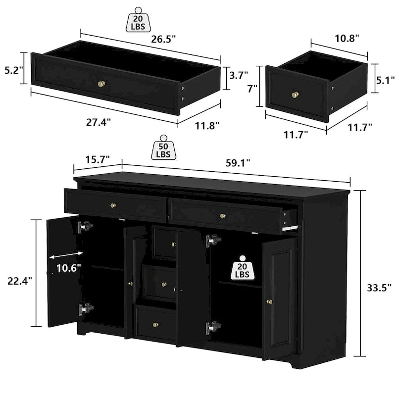 Dresser Sideboard Storage Cabinet Modern Contemporary Lacquered