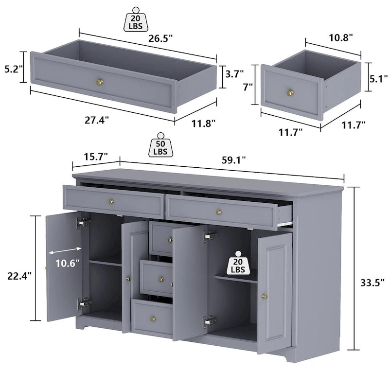 Dresser Sideboard Storage Cabinet Modern Contemporary Lacquered