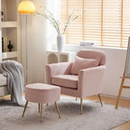 Half Disassembled Single Chair With Gold Feet And Pedals Flannelette Indoor Leisure Chair Beige
