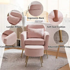Half Disassembled Single Chair With Gold Feet And Pedals Flannelette Indoor Leisure Chair Beige