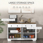 White Barn-Style Sideboard with 2 Drawers & 4 Doors