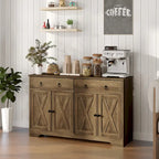 White Barn-Style Sideboard with 2 Drawers & 4 Doors