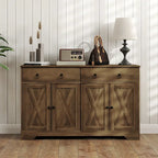 White Barn-Style Sideboard with 2 Drawers & 4 Doors