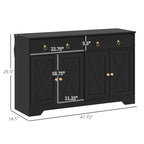 White Barn-Style Sideboard with 2 Drawers & 4 Doors