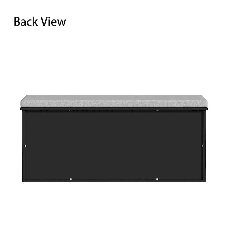 Black Wooden Pet Crate Bench - 47.2" with Cushion