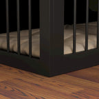 Black Wooden Pet Crate Bench - 47.2" with Cushion