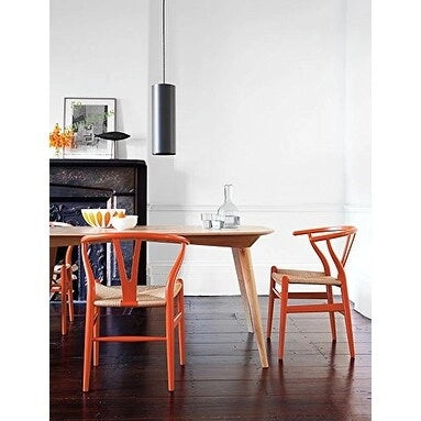 Orange Wood Dining Chairs - Y-Back with Armrests - Set of 2