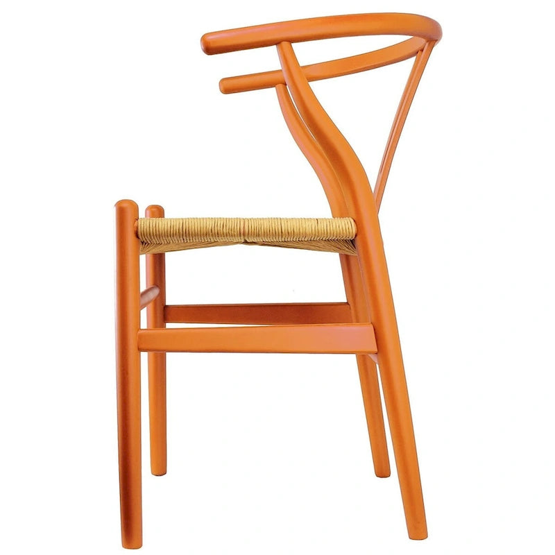 Orange Wood Dining Chairs - Y-Back with Armrests - Set of 2