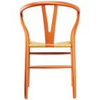 Orange Wood Dining Chairs - Y-Back with Armrests - Set of 2