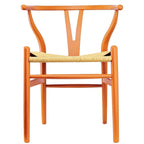 Orange Wood Dining Chairs - Y-Back with Armrests - Set of 2