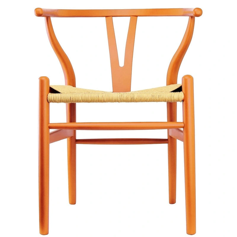 Orange Wood Dining Chairs - Y-Back with Armrests - Set of 2
