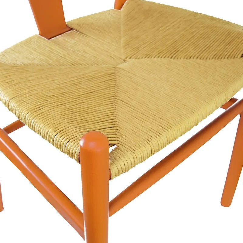 Orange Wood Dining Chairs - Y-Back with Armrests - Set of 2