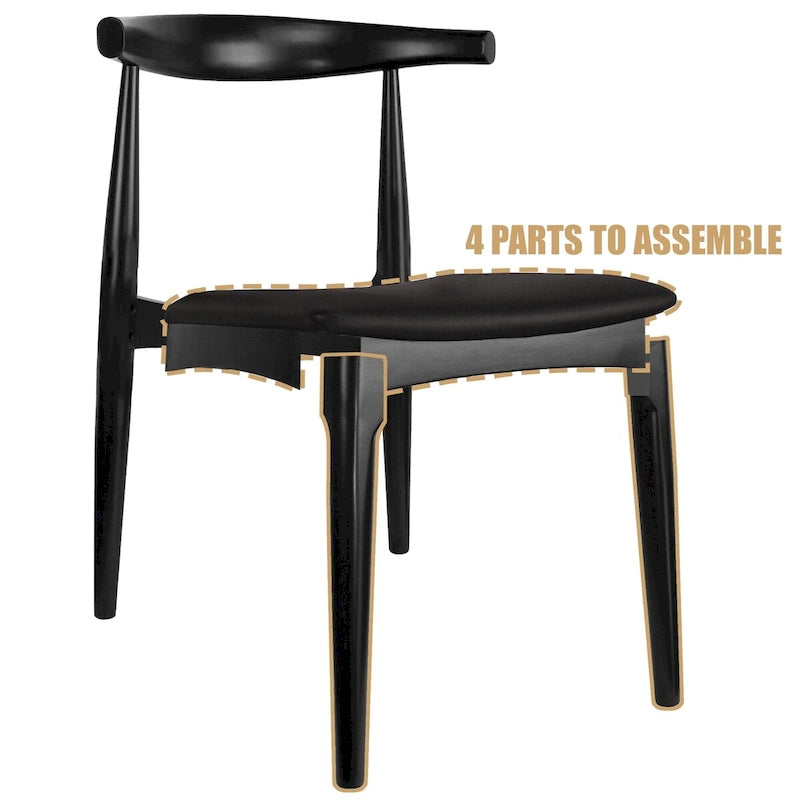 Walnut Wood Dining Chair with PU Leather Cushion