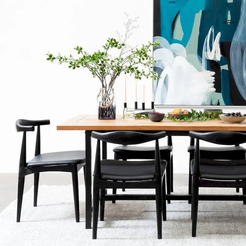 Walnut Wood Dining Chair with PU Leather Cushion