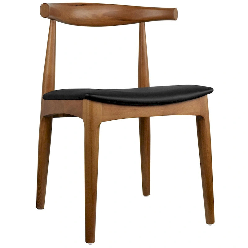 Walnut Wood Dining Chair with PU Leather Cushion
