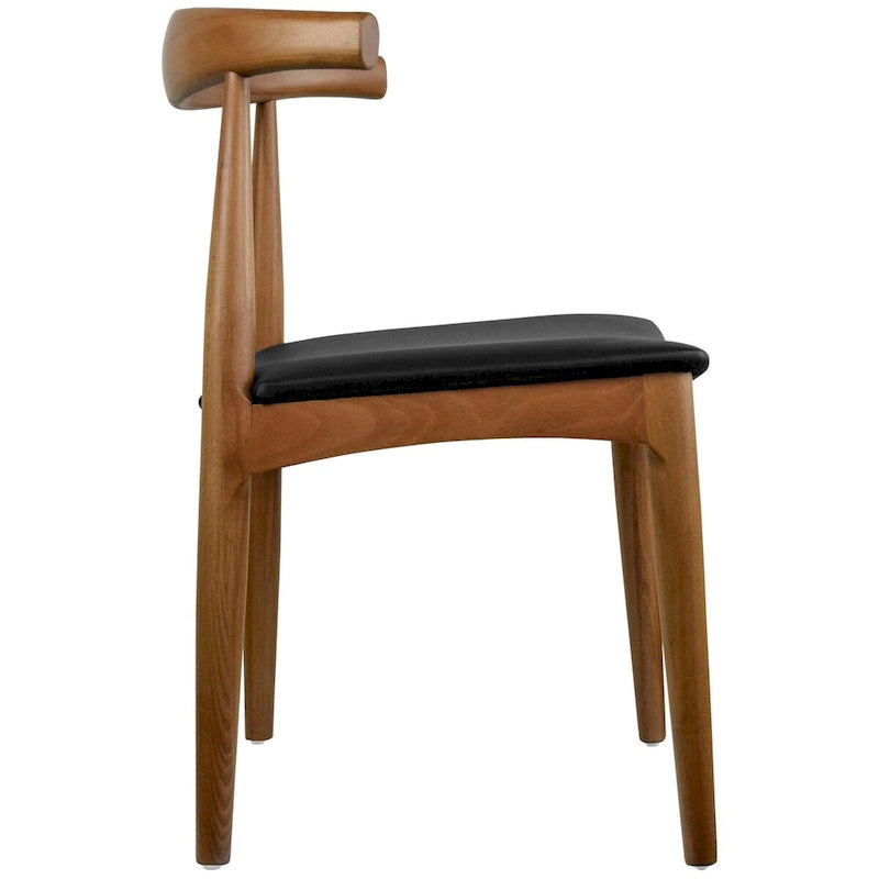 Walnut Wood Dining Chair with PU Leather Cushion
