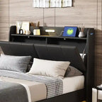 Queen Floating Bed Frame with LED, Storage & USB Ports