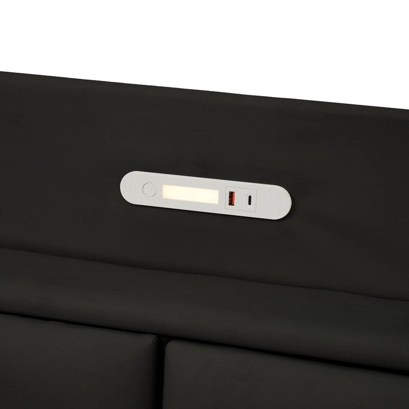 Queen Floating Bed Frame with LED, Storage & USB Ports
