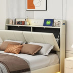 Queen Floating Bed Frame with LED, Storage & USB Ports