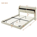 Queen Floating Bed Frame with LED, Storage & USB Ports