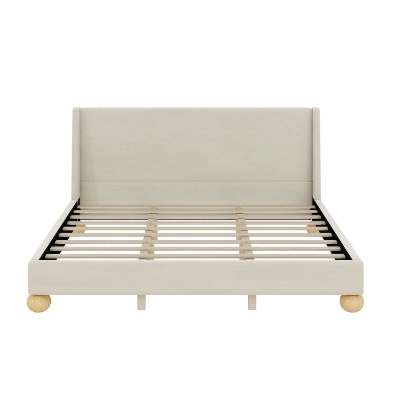Gray Upholstered Platform Bed - Queen/King Size