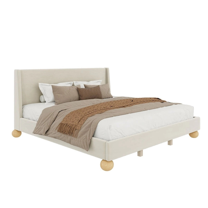 Gray Upholstered Platform Bed - Queen/King Size