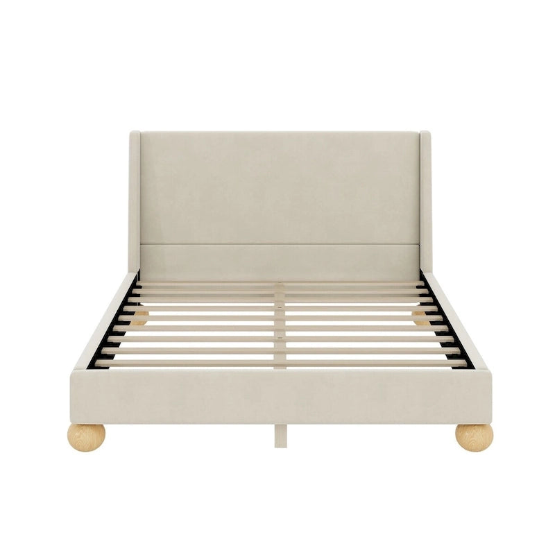 Gray Upholstered Platform Bed - Queen/King Size
