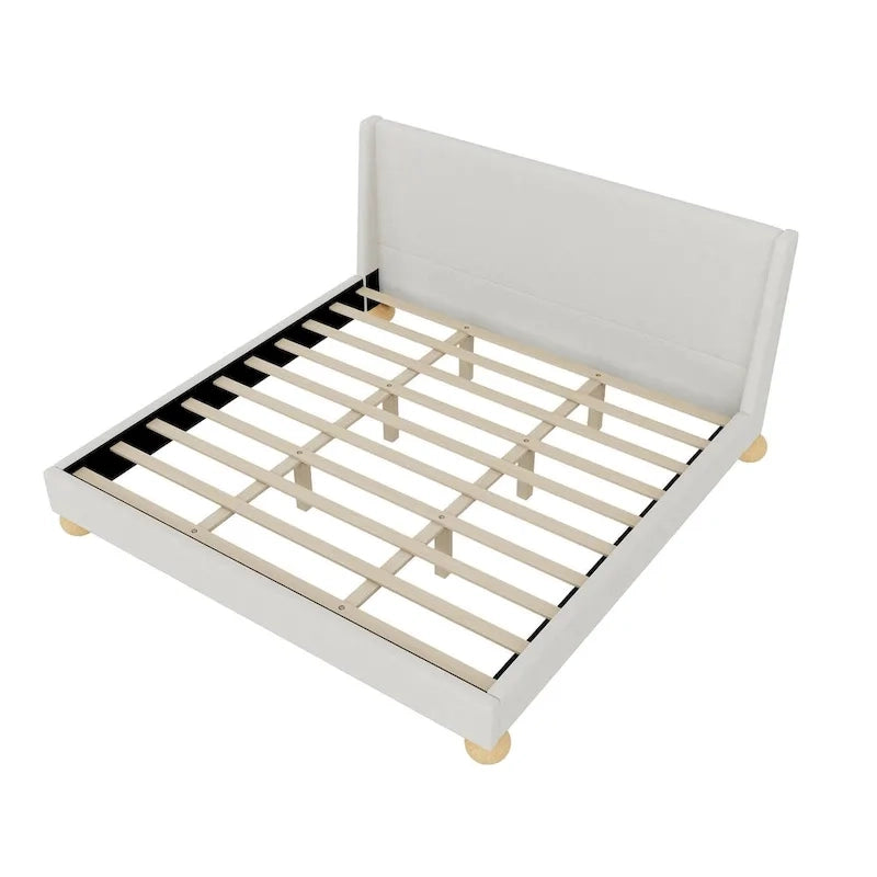 Gray Upholstered Platform Bed - Queen/King Size