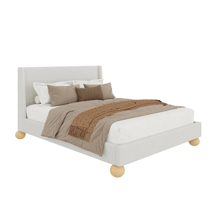 Gray Upholstered Platform Bed - Queen/King Size