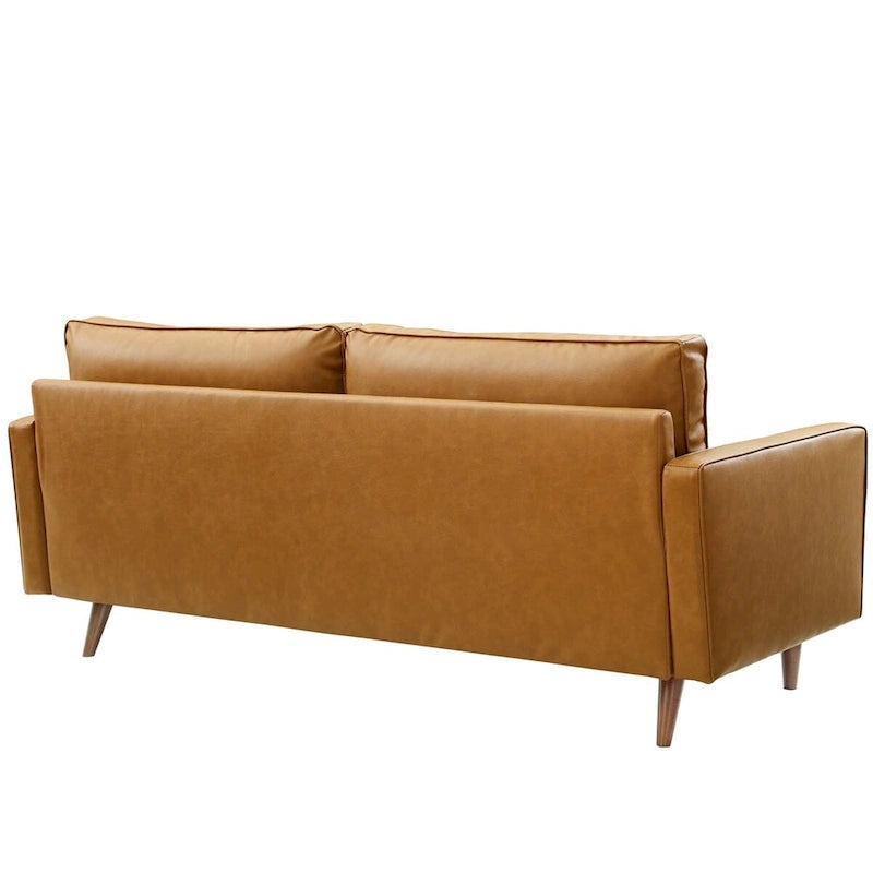 Faux Leather Sofa - Mid-Century Style - 3-Seater