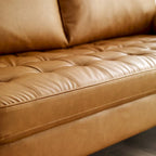 Faux Leather Sofa - Mid-Century Style - 3-Seater
